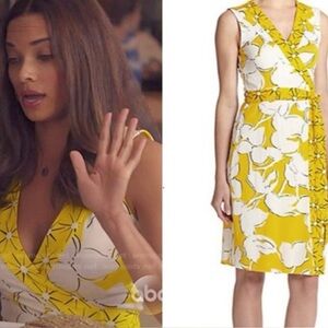 Diane Von Furstenberg Yahzi Short Dress 6 Wrap Silk Floral Print Sleeveless